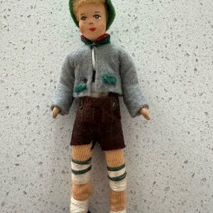 Miniature Erna Meyer Dollhouse German Boy Man Doll Traditional Cloth Felt 1:12
